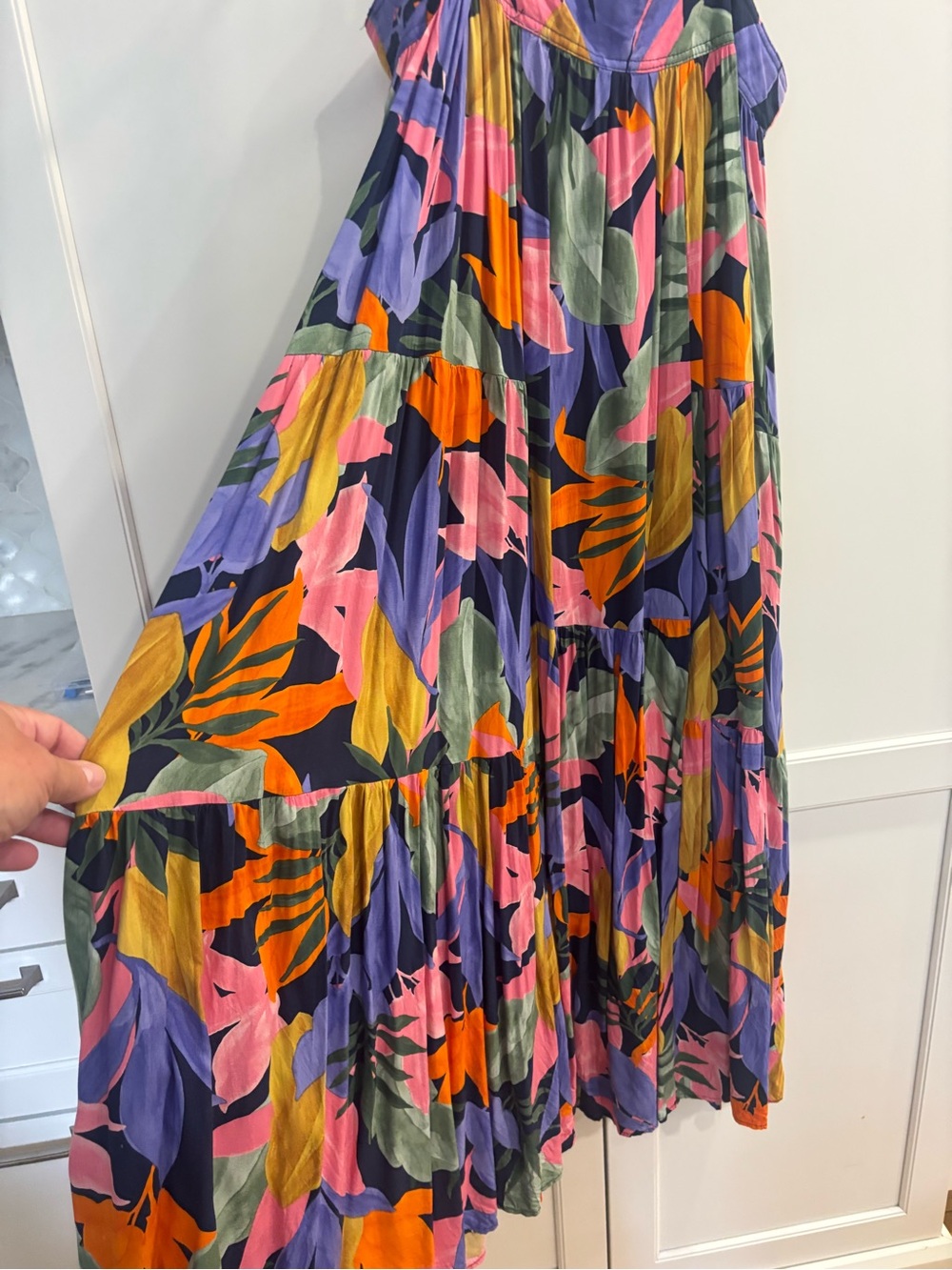 Tropical Multi-Color Maxi Dress with Spaghetti Straps - Picture 2 of 5